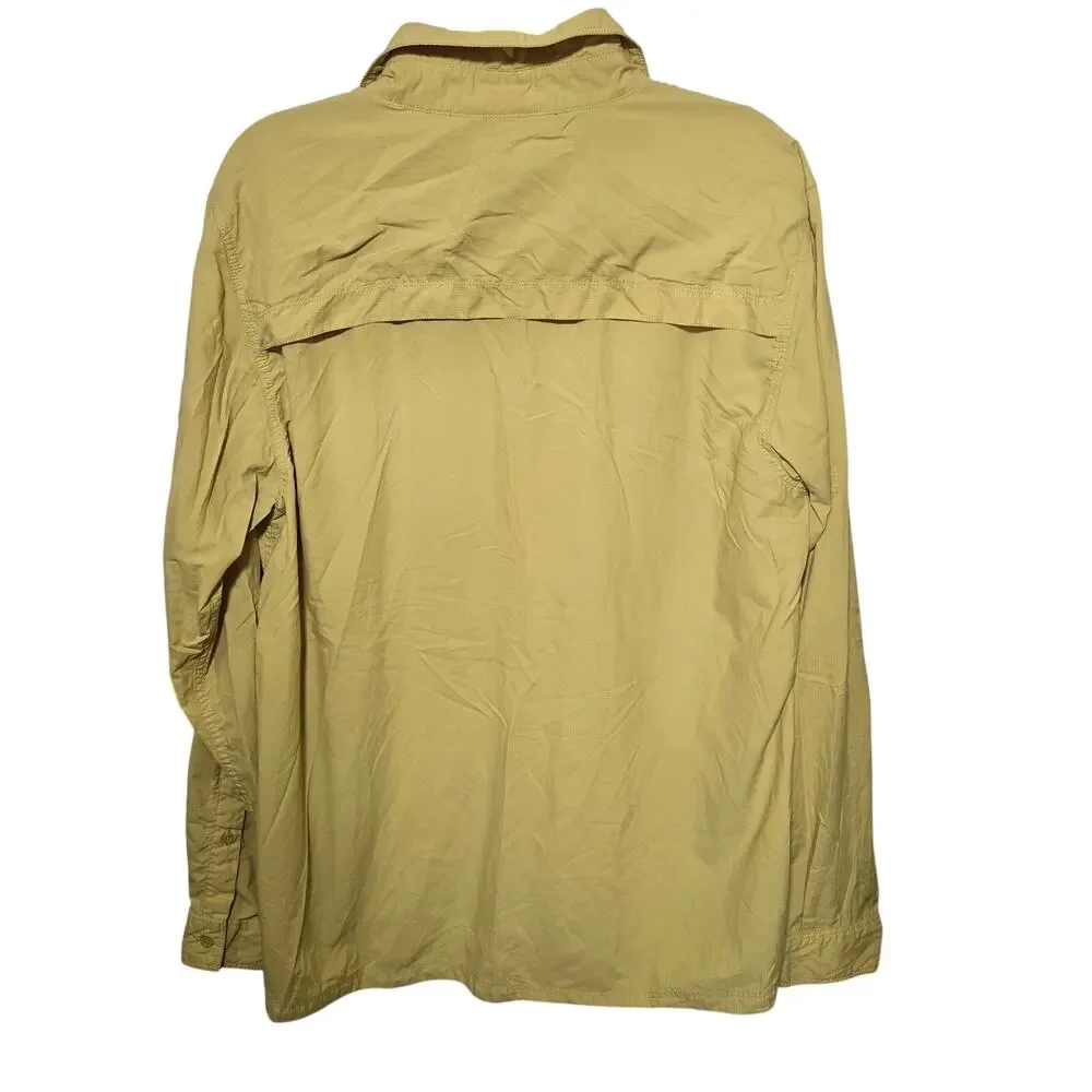 The North Face Mens Yellow Med Long Sleeve Vented Hiking Btton Down Shirt